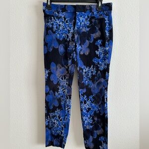 Banana Republic Sloane Dress Pants, Size 0, Blue Floral